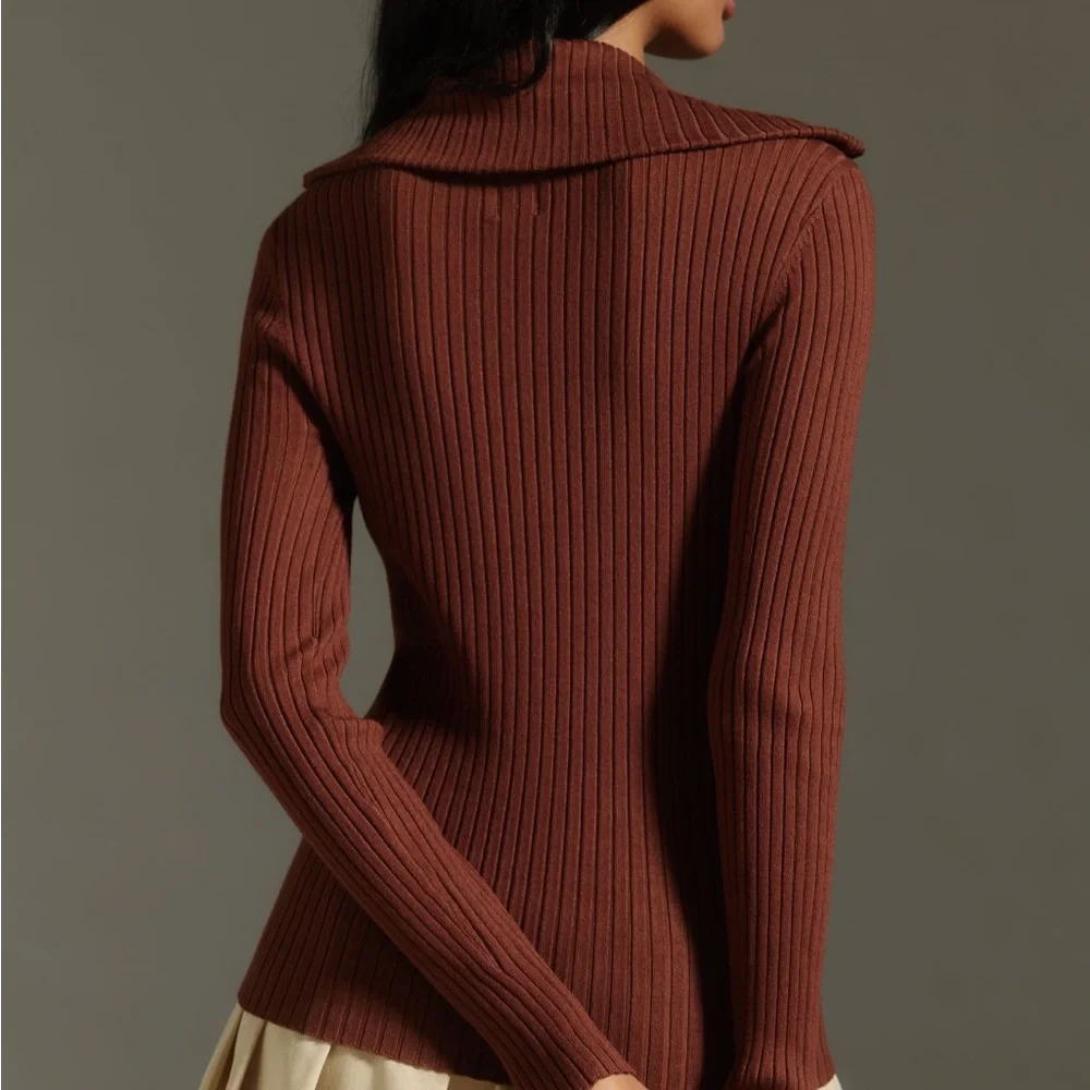 Anthropologie Maeve Fitted Half-Zip Sweater